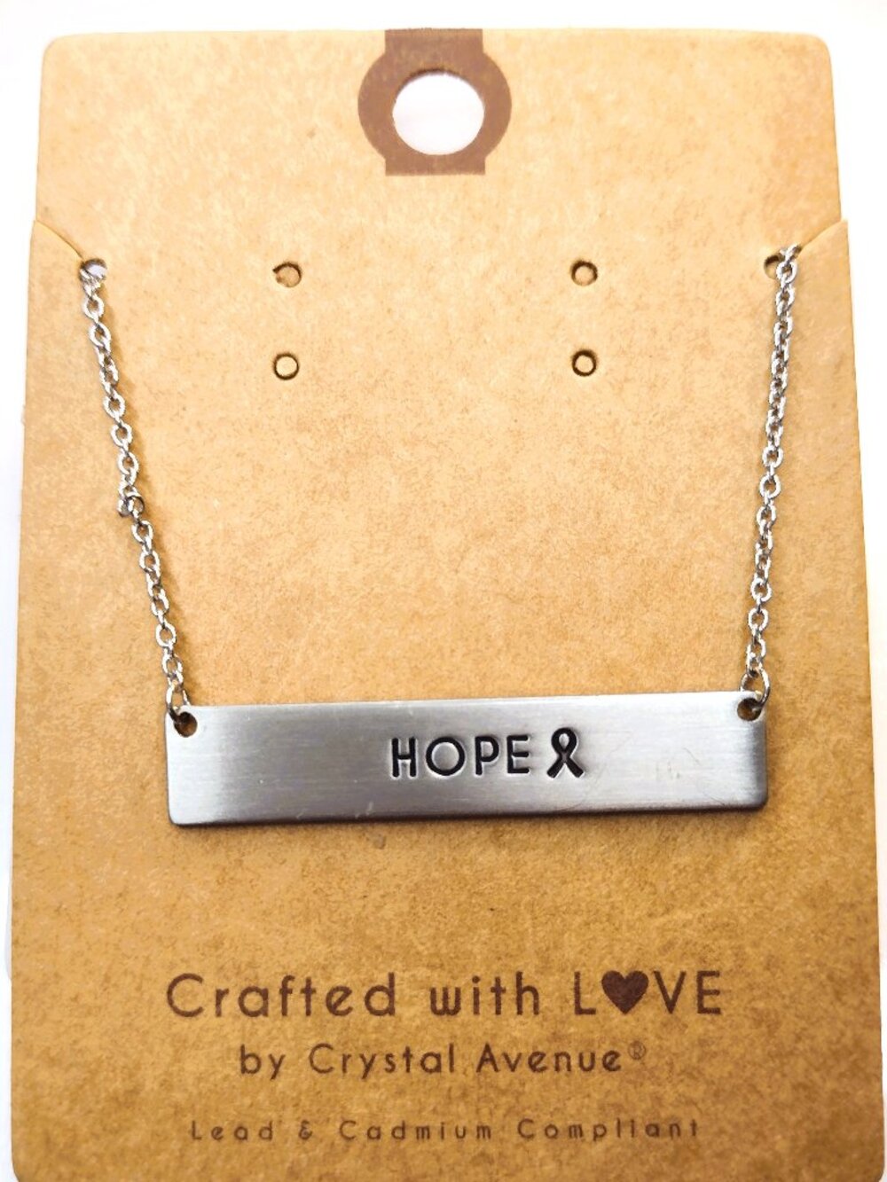 Necklace Ribbon Hope Plate Lead/Nickel Free Gift Cancer Suicide Military Heart